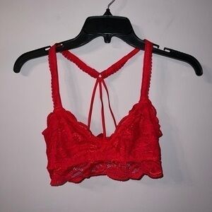 Red lace bralette Aerie Small with no padding